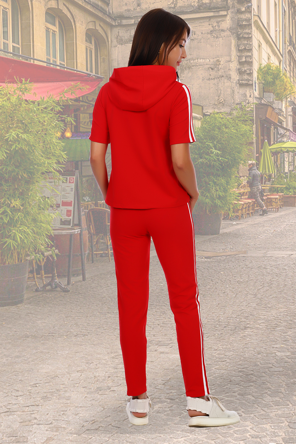 Фото товара 15789, красный костюм на лето в спортивном стиле