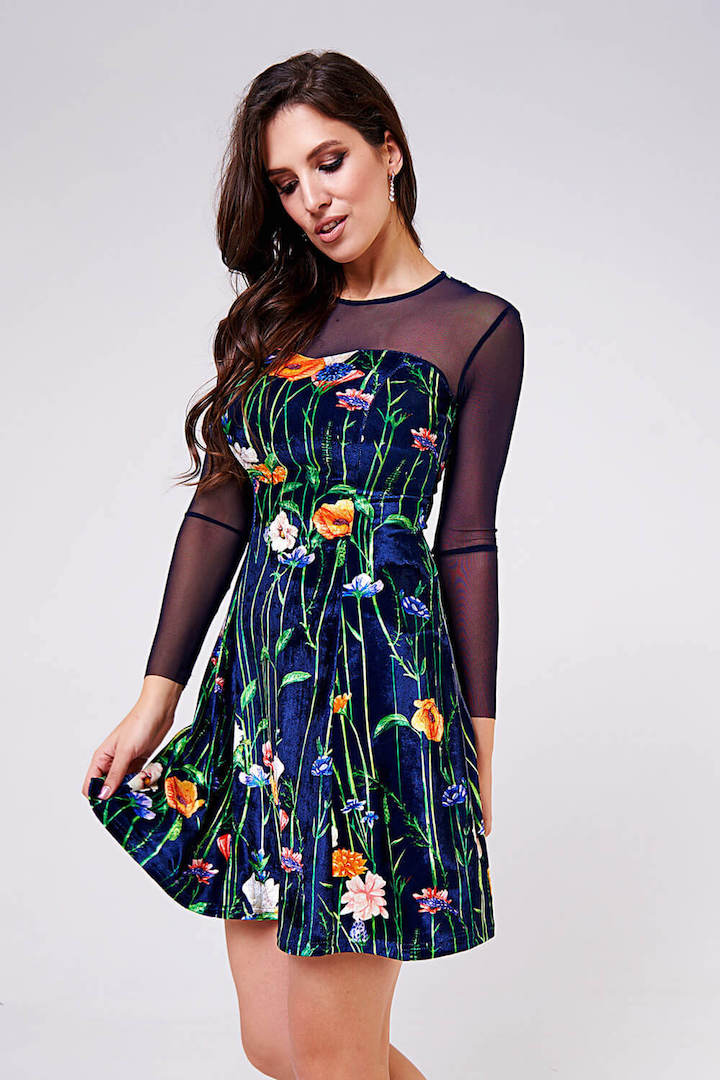 Фото товара 16377, бархатное платье с цветами