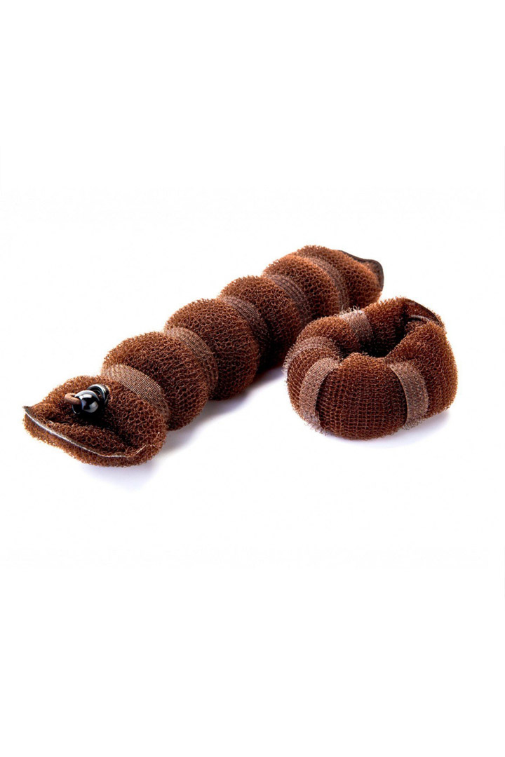 Фото товара 17200, валик для волос для создания прически «пучок» коричневый цвет 18,5х3х3 см